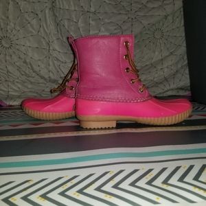 Hot pink work boots